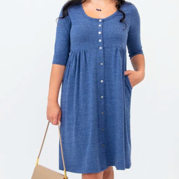Blue Sky 3/4 Sleeve Dress, Denim Color, Bamboo - Picture 1 of 4